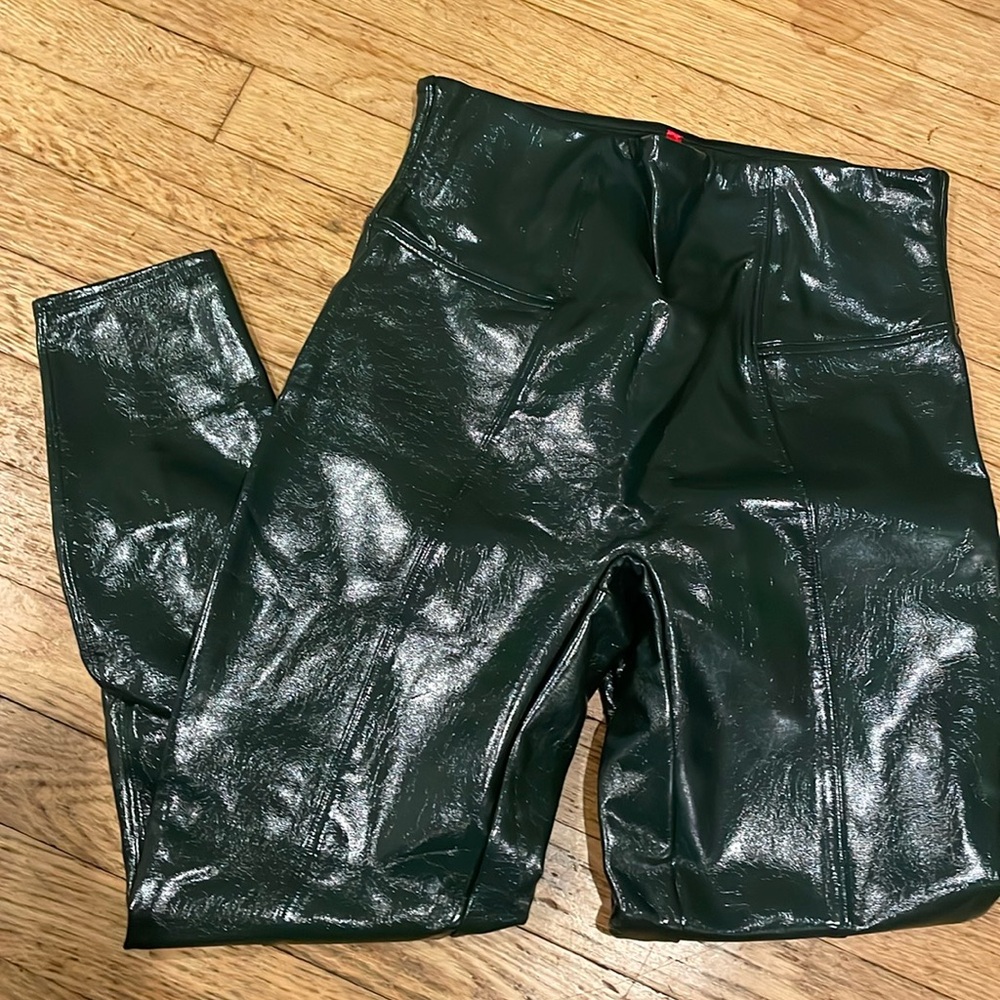 Dark green pleather leggings -Brand New w/out tags